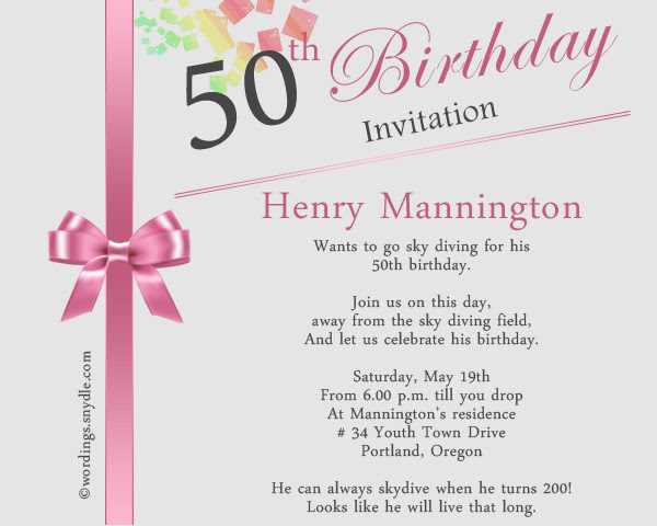 50th Birthday Invitation Wording Samples - Wordings and ...