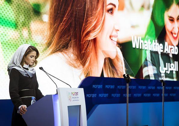 Queen Rania of Jordan attended Misk Global Forum 2017 (MGF) held at Four Seasons Hotel in the Saudi capital Riyadh