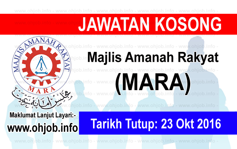 Jawatan Kerja Kosong Majlis Amanah Rakyat (MARA) logo www.ohjob.info oktober 2016