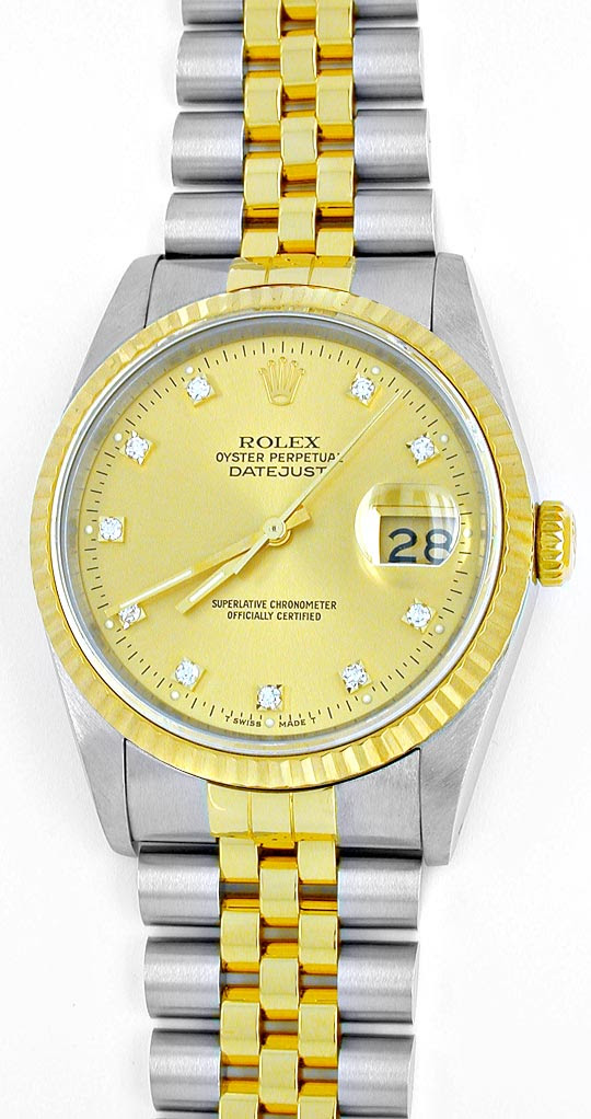 Originalfoto ROLEX DATEJUST HERREN STAHLGOLD DIAMANTEN 7.180€ NEUZ.!