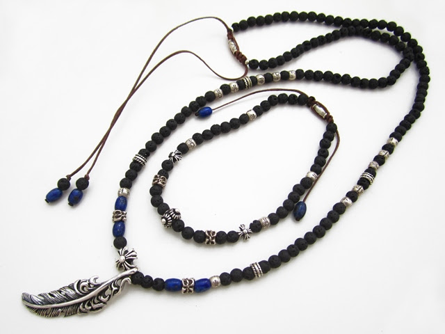 ラバストーンと蝋引き紐のメンズアクセサリーの作り方 Pron