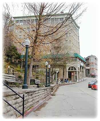 .Downtown Eureka Springs, AR- Basin Park Hotel .