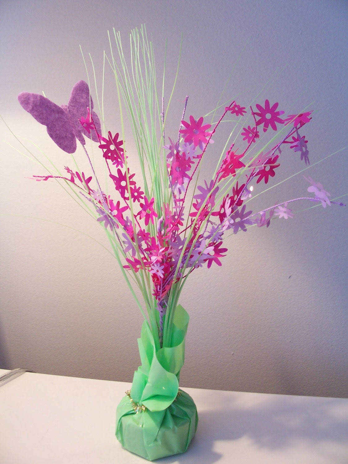 Colourful butterfly table center piece by SparkleandComfort