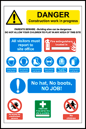 Construction Multi Sign 4 Construction Your One Stop Health And Safety Signs Shop