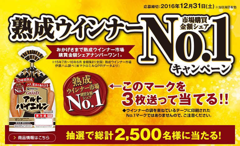 伊藤ハム グランドアルトバイエルン 熟成ウインナーno 1キャンペーン