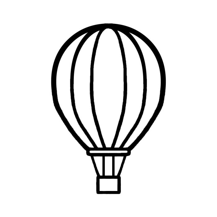 気球 白黒 乗り物11 乗り物 建物 無料イラスト素材
