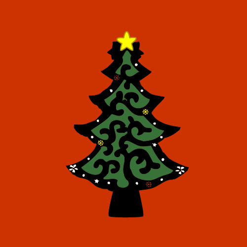 クリスマスツリー クリスマスリース ラブクラフト 無料イラスト素材