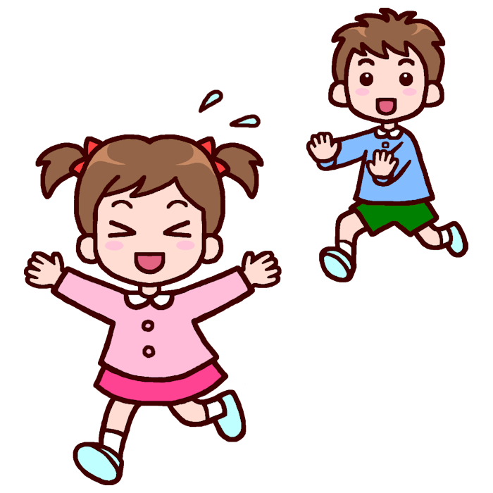 鬼ごっこ カラー 野外 園庭遊びの無料イラスト 園の生活 保育素材