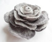 Felt Flower Brooch pin Wool Hair Clip Corsage Grey Gray Silver Rose - softadditions
