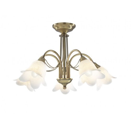 Best Reviews of Lyco Ceiling Light Doublet, Antique Brass, Alabaster, 5 Arm, Ceiling Light Max 5 x 40 watt