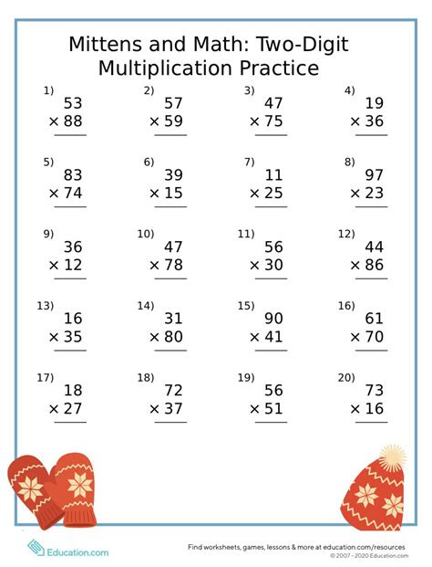  multidigit multiplication worksheet