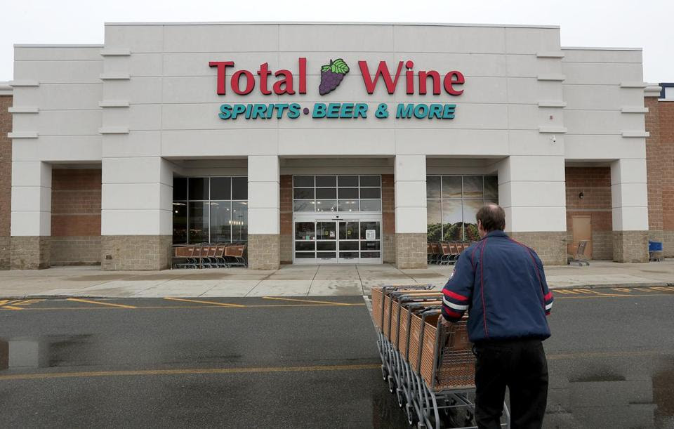 JOHN BLANDING/GLOBE STAFF  Total Wine & More has four outlets in Massachusetts, including one in Everett. Many of its outlets approach 50,000 square feet, or more than the average supermarket.