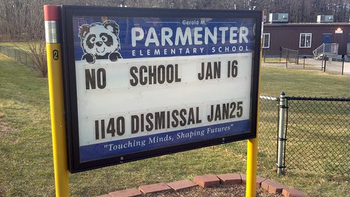 Parmenter School sign 1/8/12