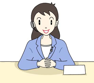 無料ビジネスイラスト素材 女性司会者 キャスター ニュースキャスター アナウンサー アナウンス 司会進行