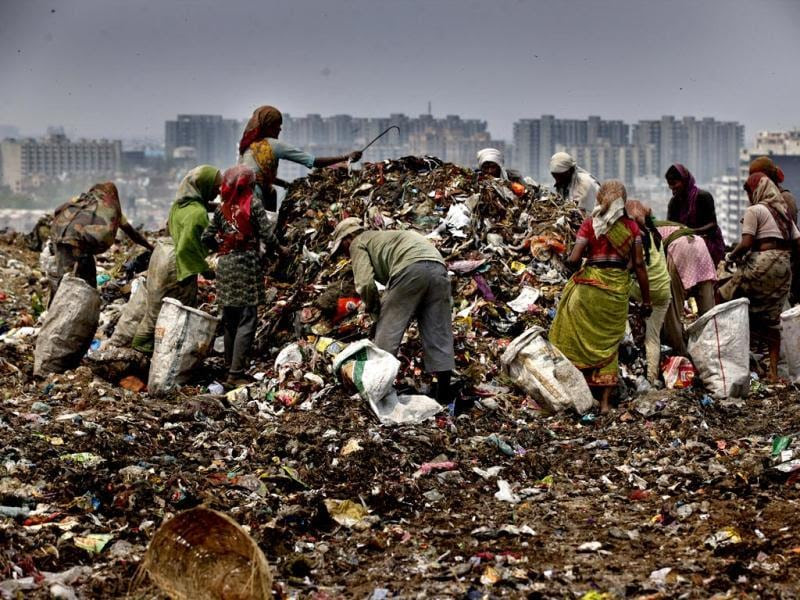 Image result for sitting on garbage india