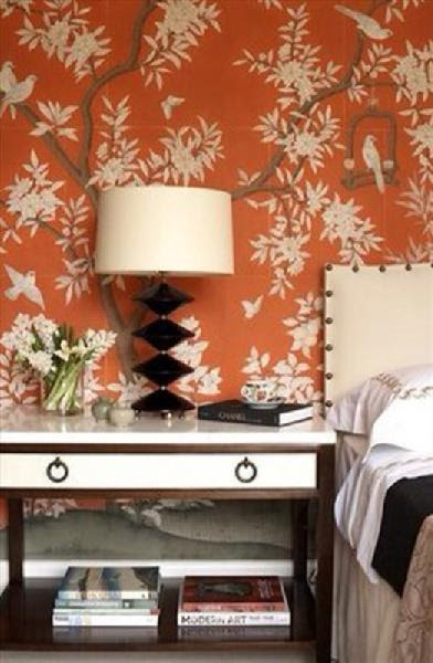 wallpaper orange. bedrooms - orange wall paper