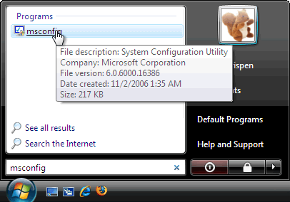 Search: MSCONFIG