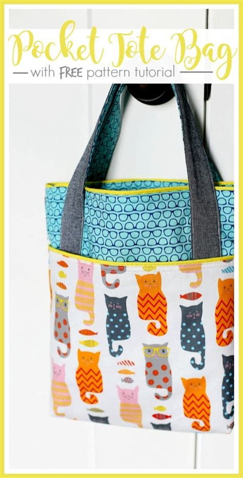 pocket tote library bag bags patterns tutorials