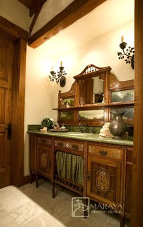 Mountain Ranch with Antique Vanity - Farmhouse - Powder 