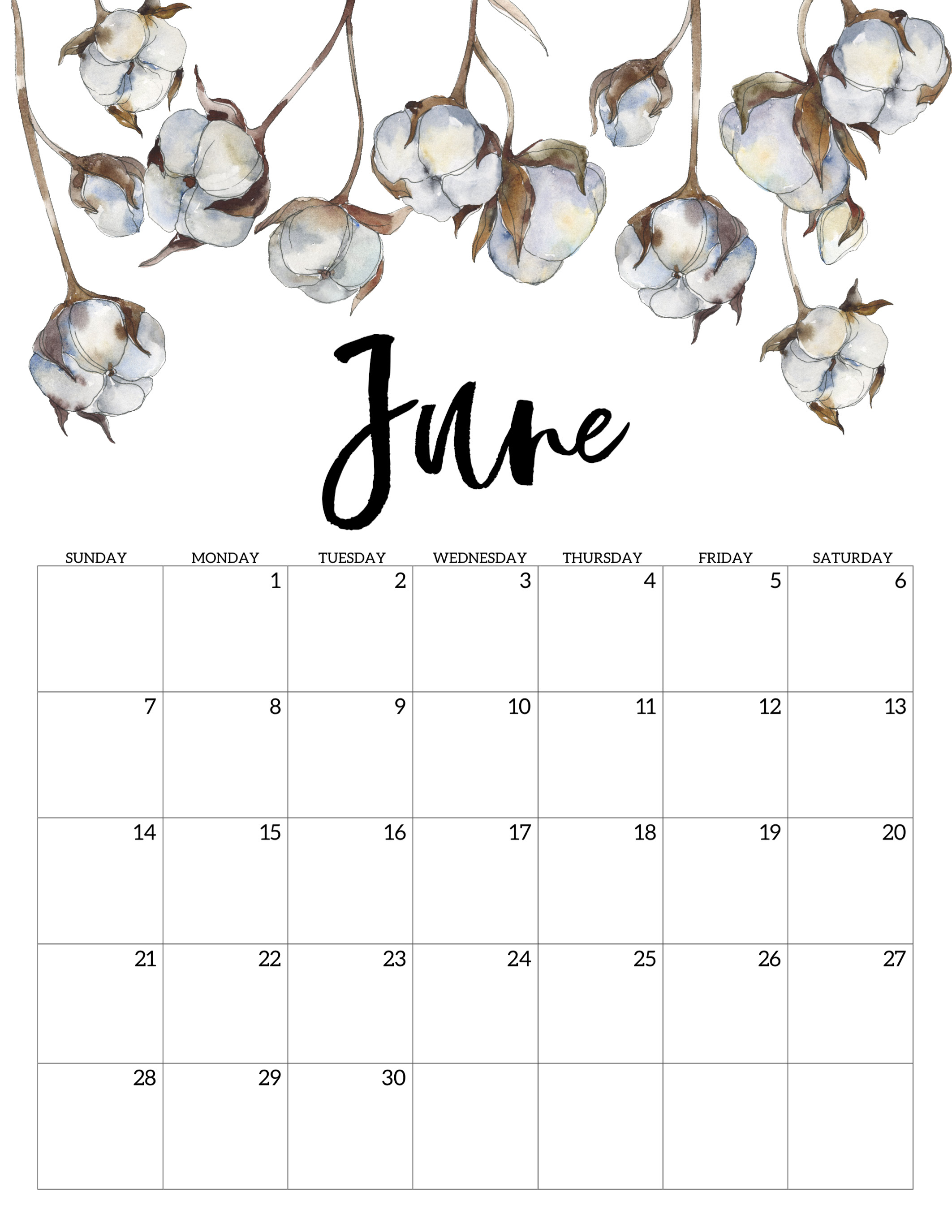 2020 Free Printable Calendar Floral Paper Trail Design
