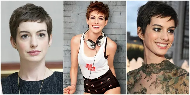 Inspirasi Gaya Rambut  Super  Pendek  Anne Hathaway Vemale com