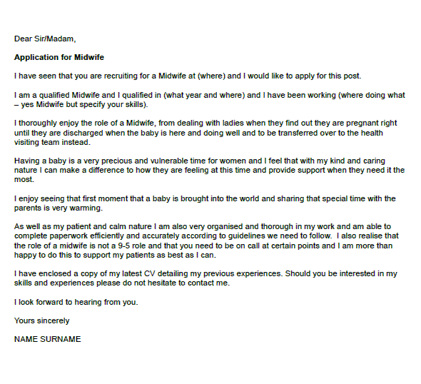 Midwife Cover Letter Example Icover Org Uk