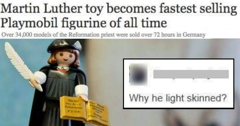 Person comments on an article about Martin Luther asking why he is light skinned.