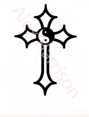 Me and Seb · Tribal Yin Yang Cross Tattoo Design 