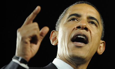 US Democratic presidential candidate Illinois Senator Barack Obama addresses a policy speech in Toledo, Ohio.