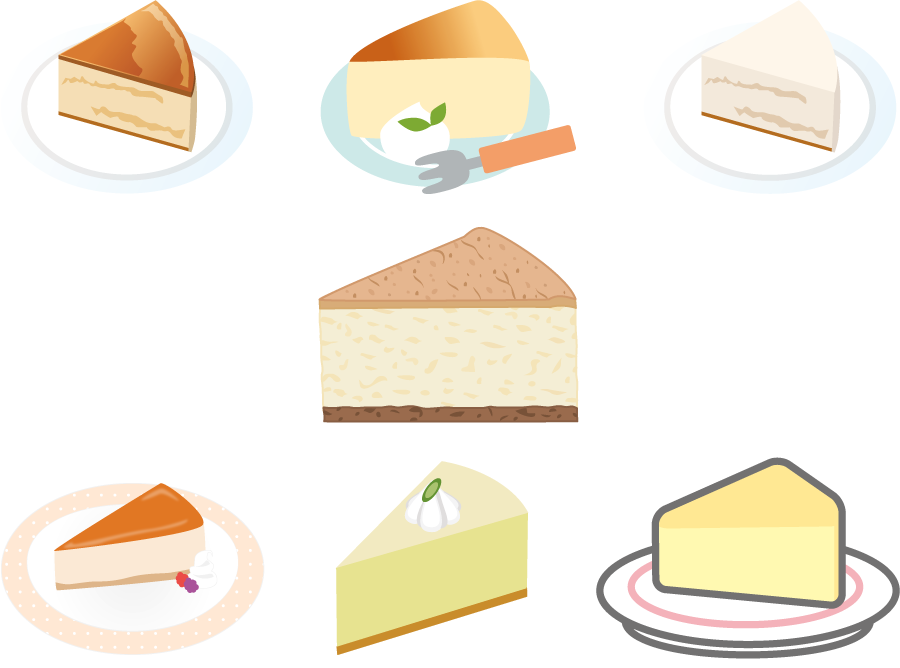 フリーイラスト 7種類のチーズケーキのセットでアハ体験 Gahag 著作権フリー写真 イラスト素材集
