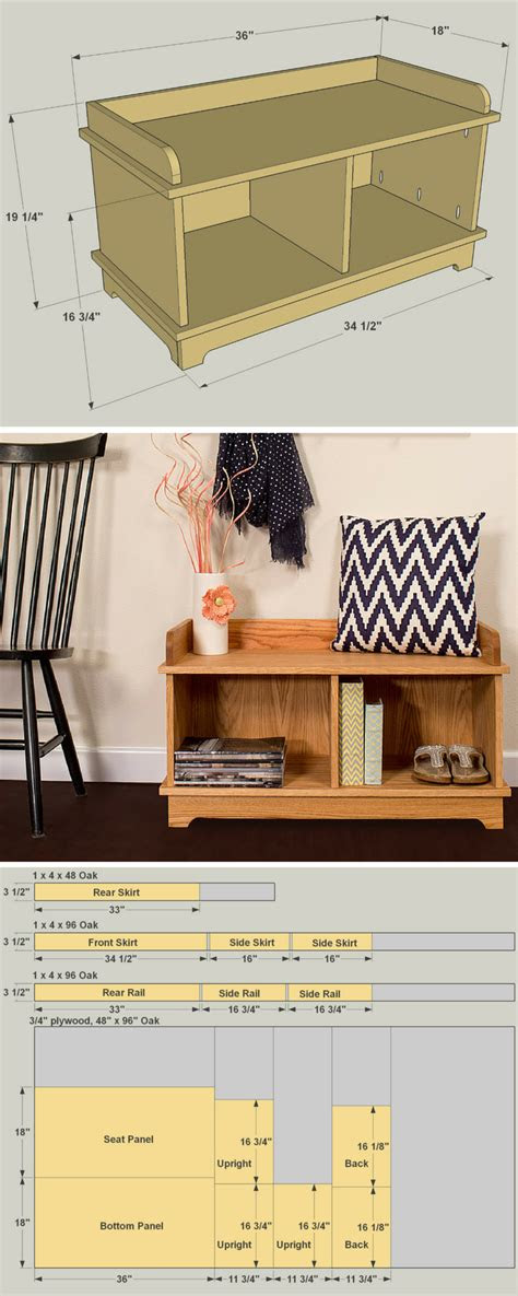 build  diy mudroom storage bench  printable