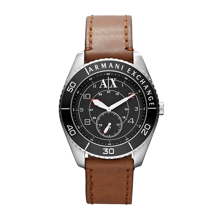 Men's Armani Exchange Brown Leather Strap Watch - Product number ...
