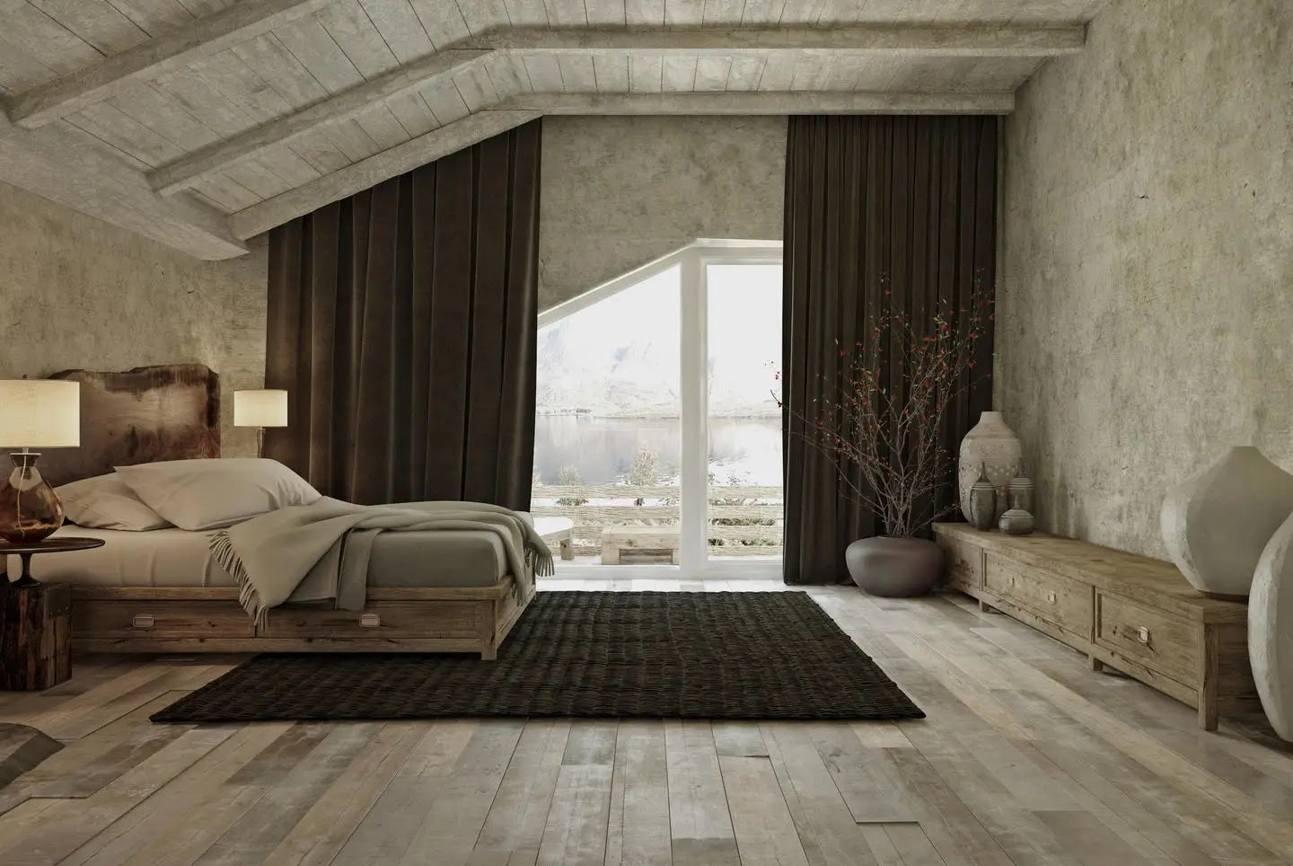 Wabi-sabi concept in the bedroom