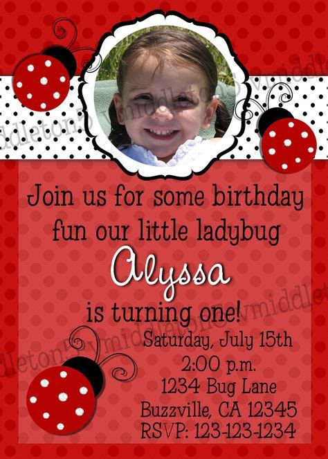 ladybug birthday invitation with photo print your by vmiddleton5 625