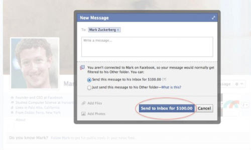 Facebook: Mark Zuckerberg Social Network Wants $100 to Message Him 
