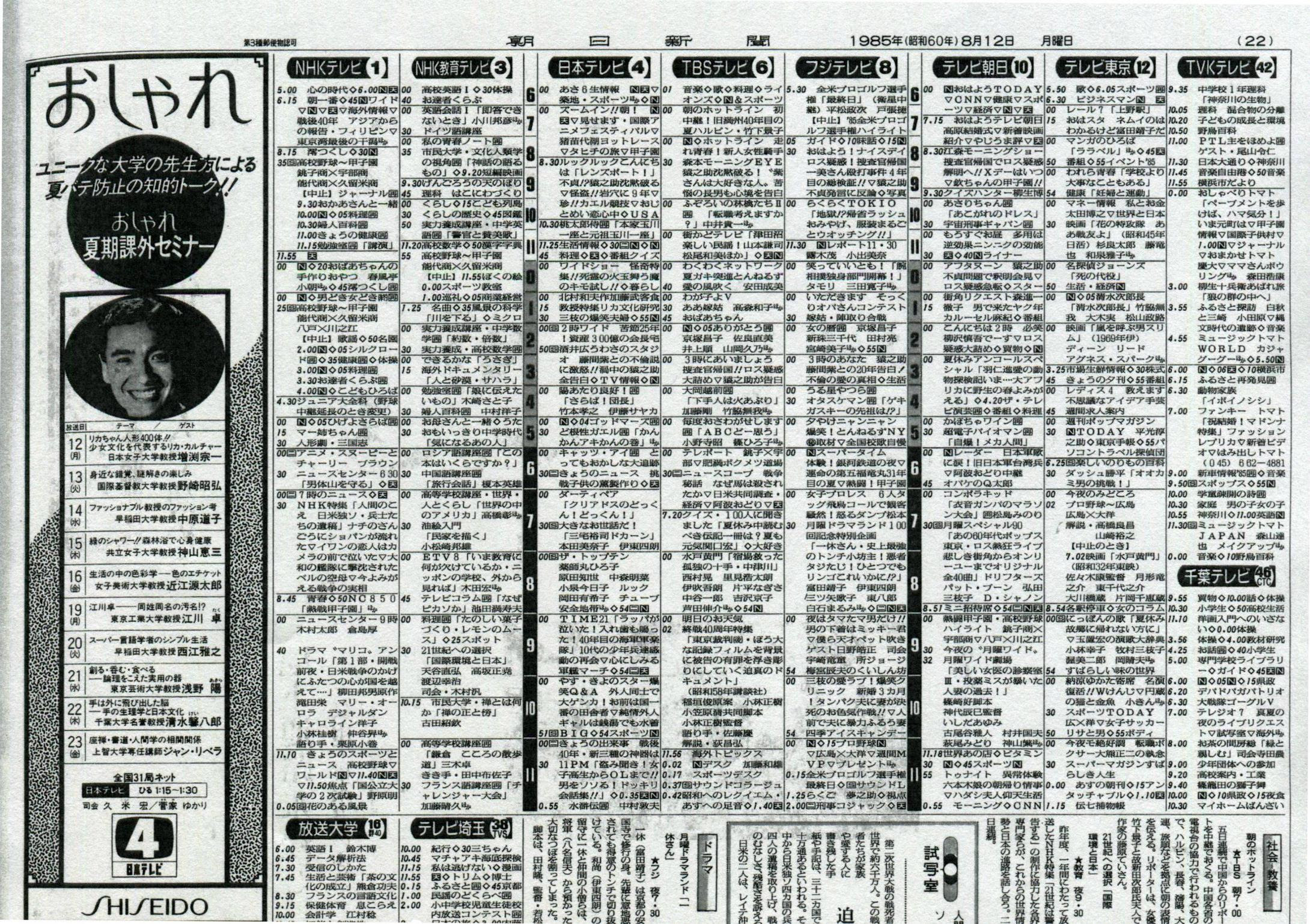 昔のテレビ欄 テレビまとめ