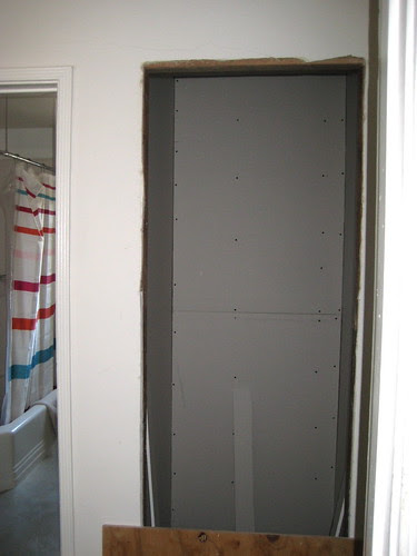 new hall closet drywalled