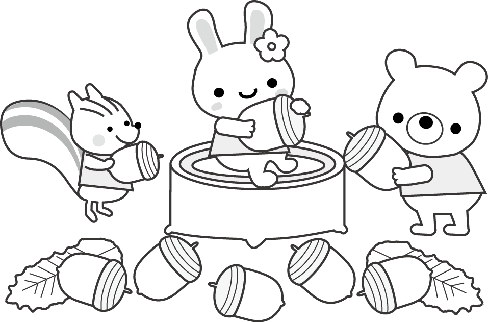 秋のイラスト 落ち葉 コスモス どんぐり 無料イラスト