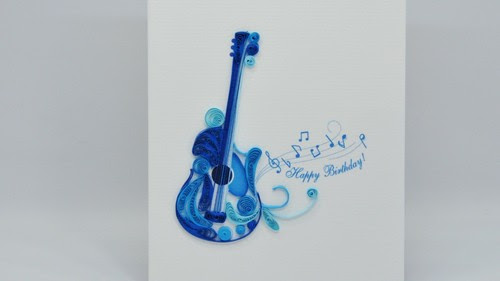 3d Grusskarten A Anniversaire Guitare Artisanat Happy Anniversaire Guitar Quilling Fetes Occasions Speciales Maison