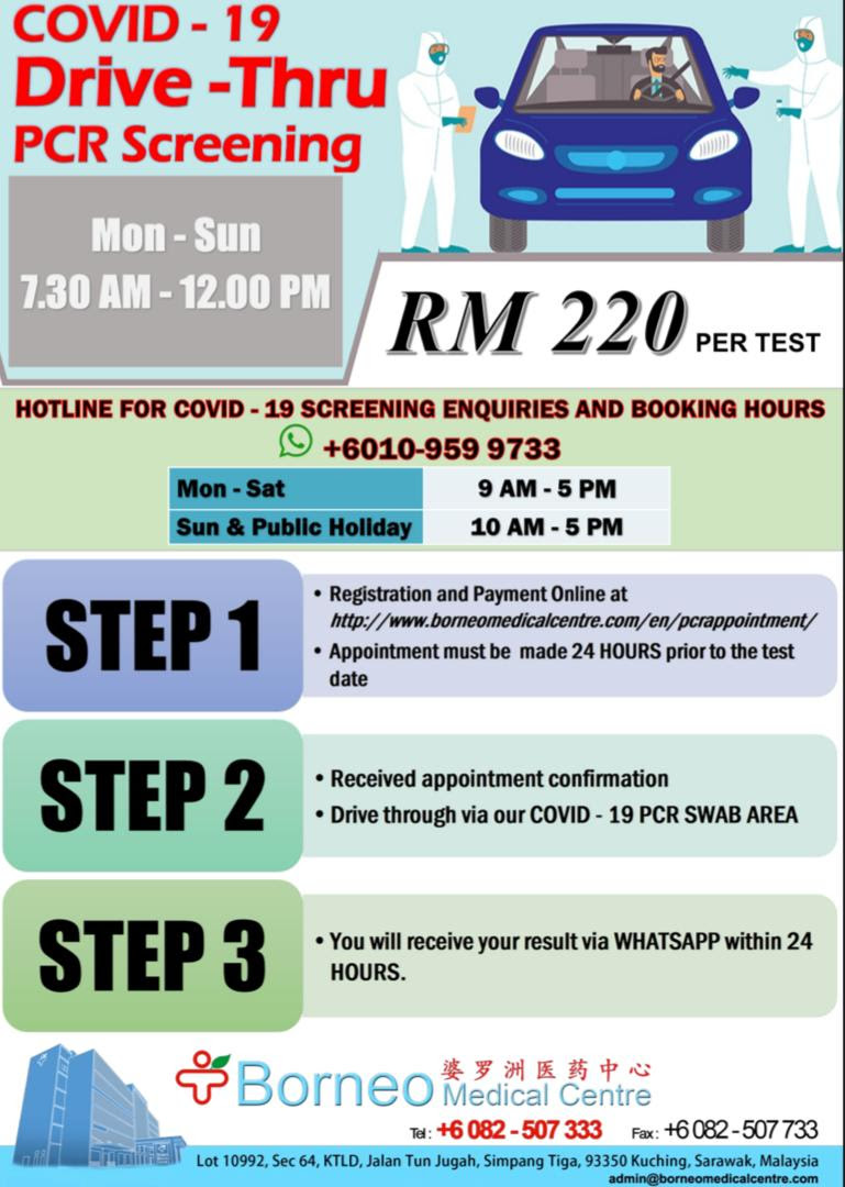 Covid 19 Pcr Drive Thru Screening Bmc Kuching Borneo Medical Centre