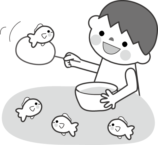夏まつりイラスト金魚すくい 無料イラスト素材
