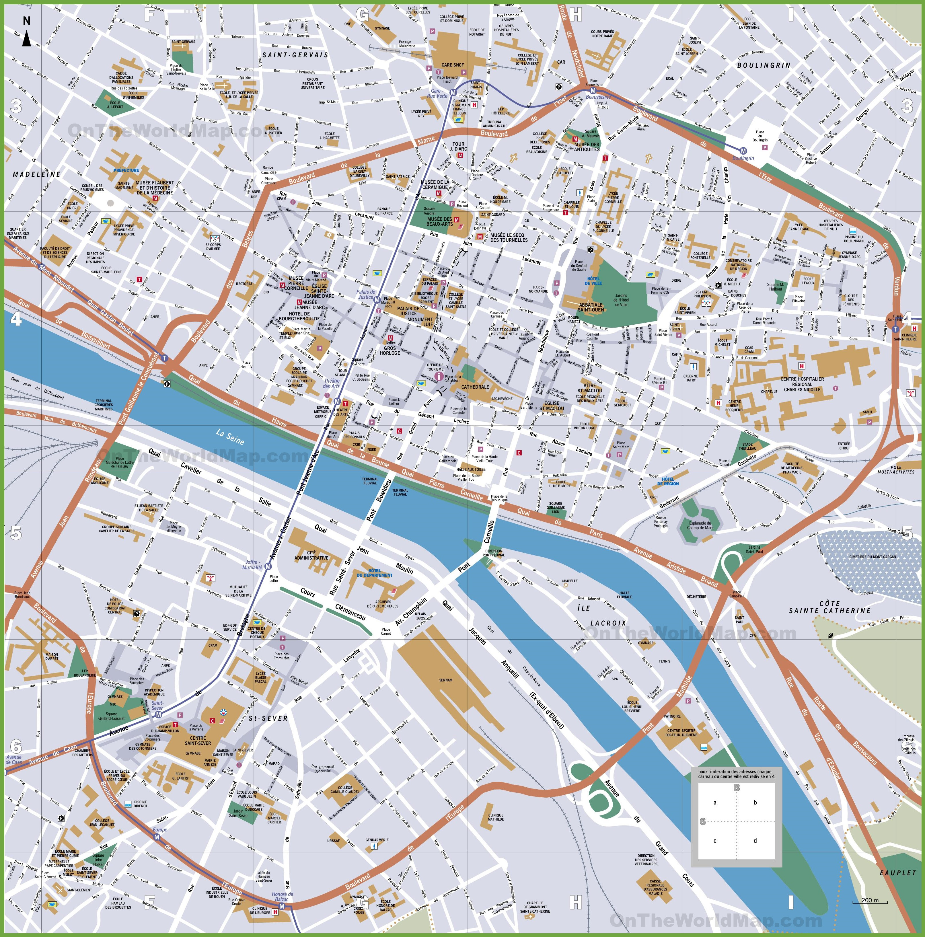 Map Of Rouen City Centre Rouen tourist map