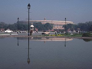 Parliament building in New Delhi (Sansad Bhava...