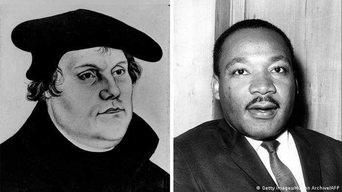 Bildcombo Martin Luther und Martin Luther King (Getty Images/Hulton Archive/AFP)