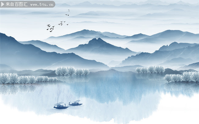 唯美山水风景背景墙图片 装饰画 百图汇素材网