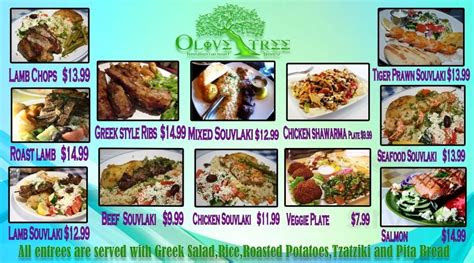 olive tree mediterranean bistro menu  guelph ontario