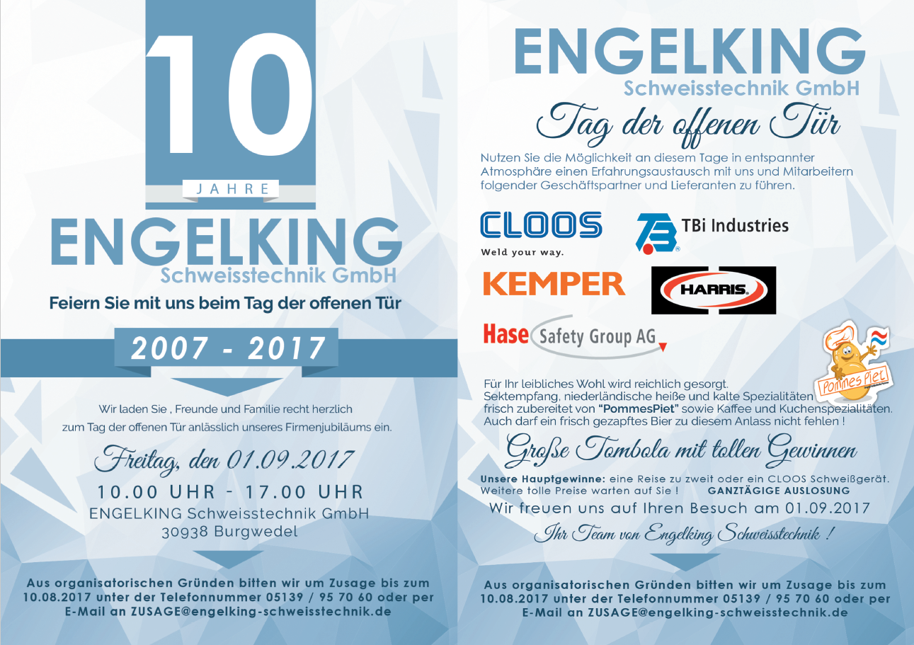 10 Jahriges Firmenjubilaum Und Tag Der Offenen Tur Am Standort Burgwedel Engelking Schweisstechnik Gmbh