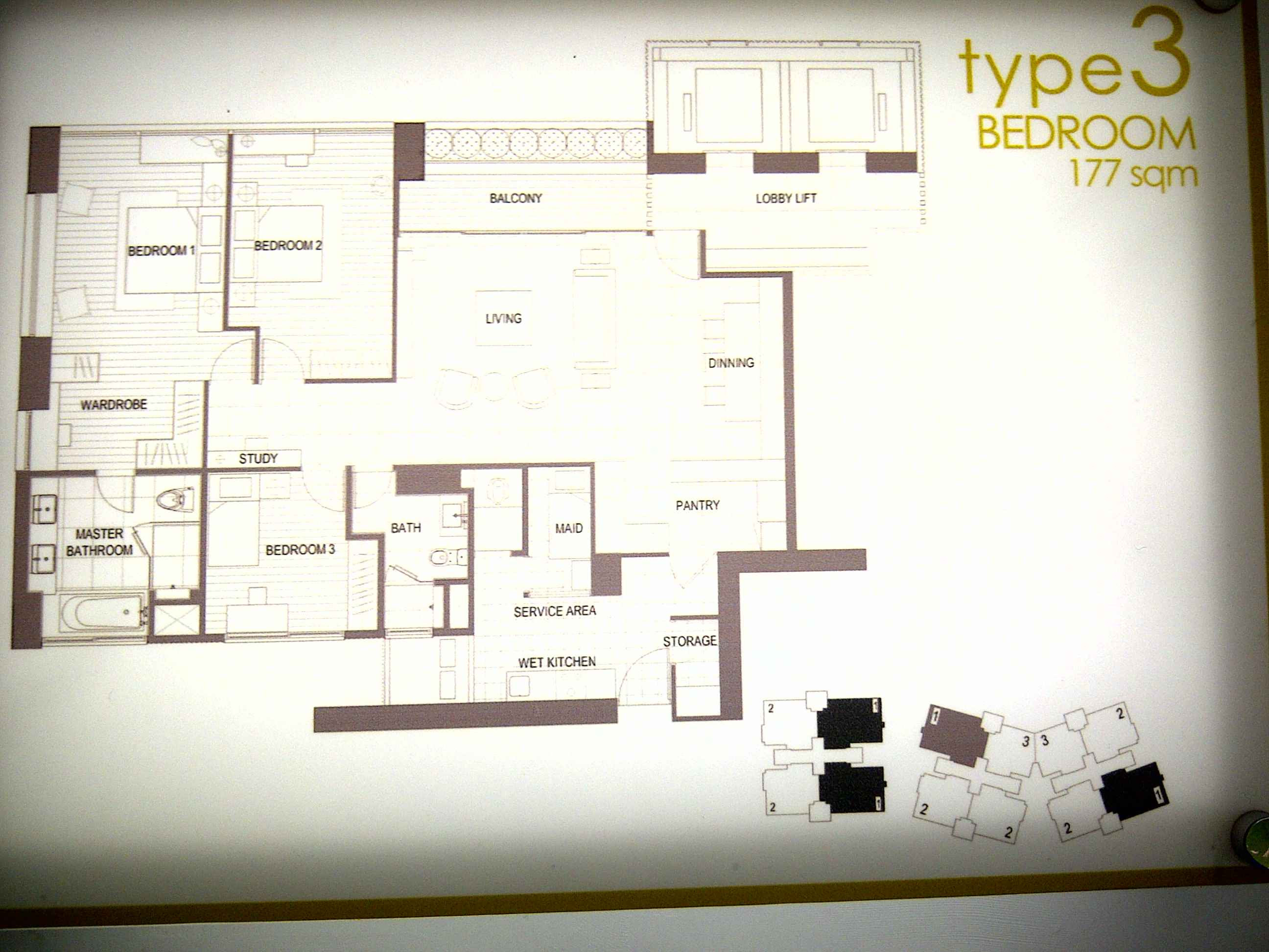 Jual 177 m2 , 3 kamar tidur dan 2 kamar mandi , ada wardrobe tiap kmr ...