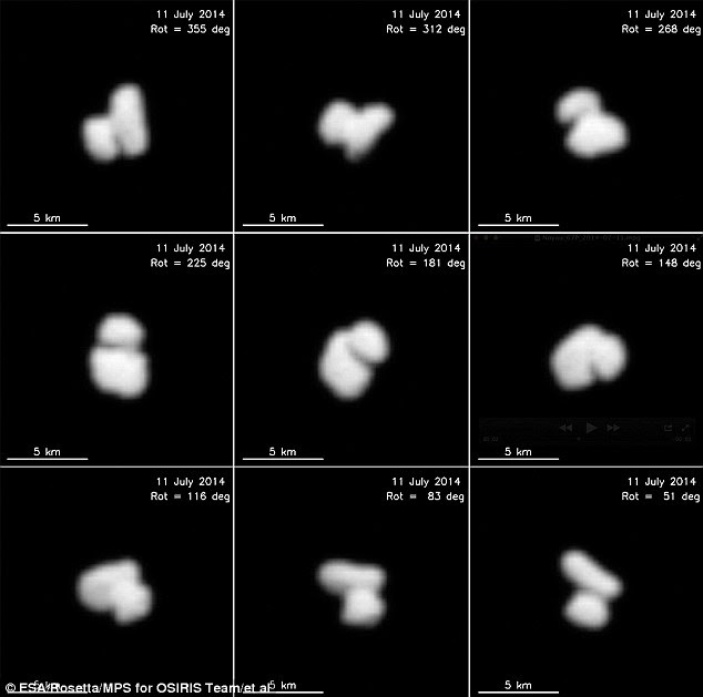 Stunning images of the comet Rosetta is heading towards have been revealed. Shown here, they reveal that the comet previously thought to be a single object actually has two parts. How these two parts came to be is not known, but more information will be gleaned in the next few weeks
