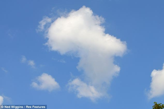Uncanny: A cloud in the shape of Africa, complete with the distinct Horn of Africa, northern peak of Tunisia and curve of west Africa